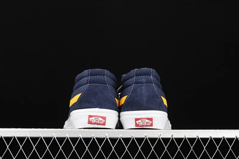 All categories Vans Vans series Vans Mid Vans China Vans Sk8-Mid blue and yellow contrast stitching mid-top retro classic canvas skateboard shoes VN0A3WM34PL